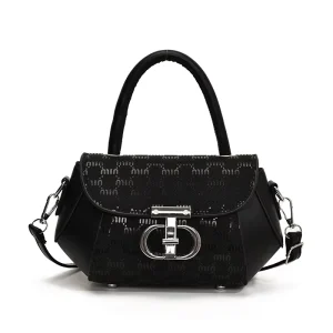 New Arrival Mini Satchel Bag Monogram Print Metal Buckle Adjustable Strap Pu Leather Daily Commute Elegant Handbag