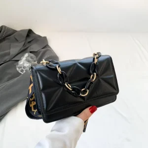 New Arrival Open Closure Chain Handbag Women’s Small Square Geometric Crossbody Bag Fashionable PU ODM Popular