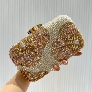 New Arrival Sequin Flower Evening Clutch Bags for Women Elegant square Retro Vintage Beaded Design Ladies Purse