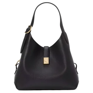 New Arrival White PU Hobo Bag Women Gold Lock Shoulder Tote Handbag