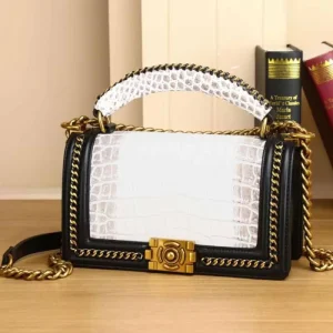 New Cowhide Leather Alligator Embossed Fashion Genuine Leather Women’s Casual Tote Bag Versatile Shoulder Crossbody Chains