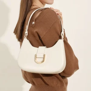 New Crescent Moon Bag Niche Design Cowhide Leather Underarm Shoulder Purse Handbag Women Trendy Genuine Bag