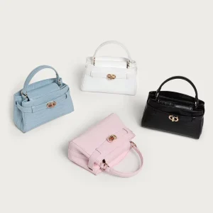 New Crocodile Pattern Square Shape Small Handheld Bag for Women High End Shoulder Crossbody Zipper Closure Hidden Zipper Pocket