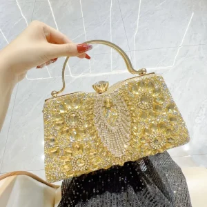 New Cross border Womens Handbag Diamond embellished Evening Bag Sparkling Banquet Clutch Socialite Gown Formal Wear PVC Hard