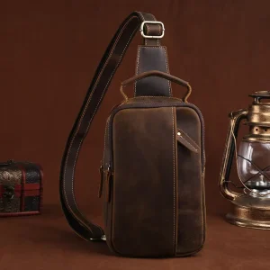 New Crossbody Belt Bags PU Leather with Adjustable Strap Fanny Pack Purse Satchel Shoulder Chest Strap for Men and Women