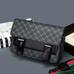 New Crossbody Shoulder Bag Men’s Fashionable Postman Casual PU Unisex Mobile Phone Portable Small Square Polyester Lightweight