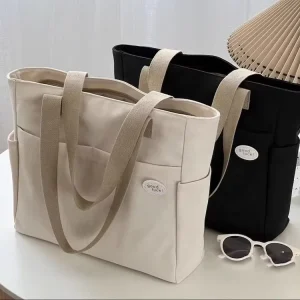 New Design Custom Multifunctional Premium Fashion Reusable Travel Shopping Canvas Casual Clutch Shoulder Women’s Tote Bag