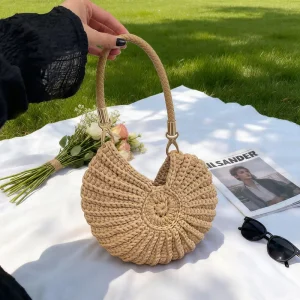 New Design Large Capacity Conch Woven Bag Shell Shape Women’s Single Shoulder Bag Elegant Young Women’s Handbag