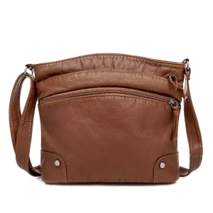 New Design Soft PU Leather Shoulder Bag New Retro Large Capacity Multi-Compartment Ladies Messenger Bag
