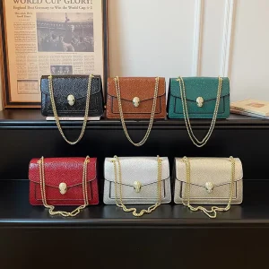 New Designer Bag Multi Layered Chain Lady Crossbody Bag Luxury Brand PU Leather Snake Head Fashionable Womens Shoulder Bag