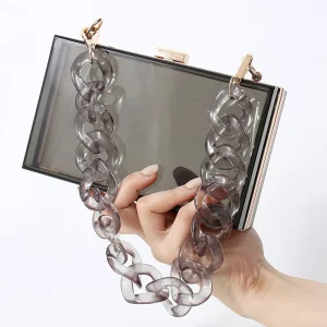 New Designer Evening Clear Clutch Bags with Chains