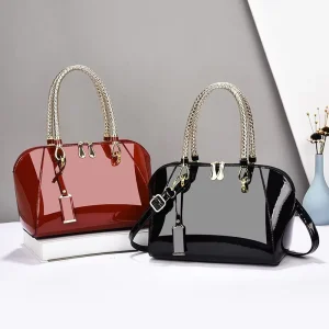 New Designer Patent PU Leather Ladies Shoulder Bag Fashion Boston Bag Handbags for Women Luxury