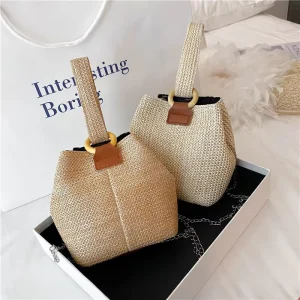 New Easiest Forest Beach Straw Bag Women’s Crossbody Bucket Small Fresh Handbag Stylish for Students and Ladies