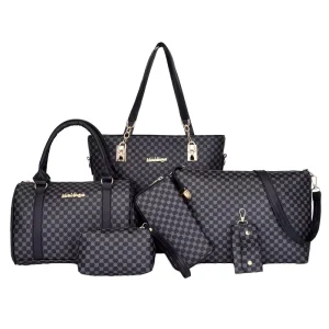 New European American Fashion Women’s Shoulder Bag Crossbody Bag Large Tote Bag Handbag Six Piece Set
