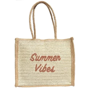 New Fashion Beach Woven Summer Tote Handmade Shoulder Handbag Large Embroidered Straw Bags for Women