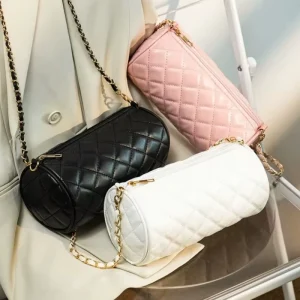 New Fashion Chain Handbags for Women Ladies Bucket Hand Bag with Single Strap Zip Closure