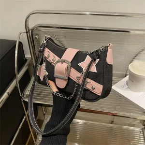New Fashion Denim Trendy Girls Purse Thick Chain Small Zipper Tote Shoulder Bags for Women Handbag
