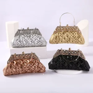 New Fashion Diamond encrusted Evening Party Bag Elegant Chain Dinner Clutch Bag Pleated Dress Evening Handbag