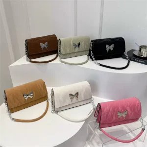 New Fashion Element Women’s Single Chain Portable PU Leather Shoulder Bag with Polyester Lining