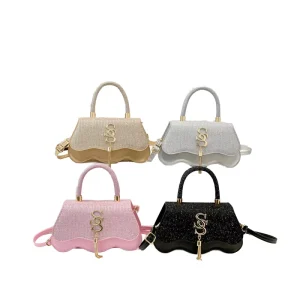 New Fashion PU Leather Candy Color Chain Bags Sequin Crossbody Small for Designer Purse Wallet Function Phone Bag