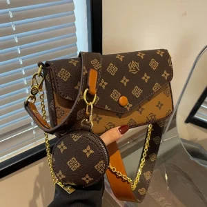 New Fashion PU Leather Chain Printed Shoulder Messenger Bag High Quality Versatile Design Women Single Handle Lady Style