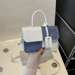New Fashion Portable Canvas Candy Color Patchwork Women’s Crossbody Bag Zip Chains Large Capacity Single Shoulder Summer