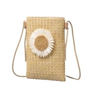 New Fashion Portable Opened Handbag for Women Crossbody Shoulder Straw Bag with Polyester Lining