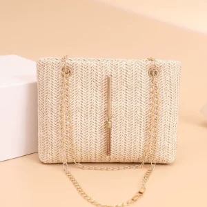 New Fashion Portable Straw Plaited Handbag Women’s Shoulder Straw Crossbody Bag