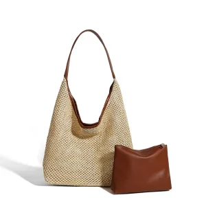 New Fashion Vintage Single Strap Straw Tote Shoulder Bag Women’s Casual Large Capacity Portable Spring Summer Holiday