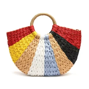New Fashion Women’s Bag Holiday Package Straw Bag Color Beach Bag