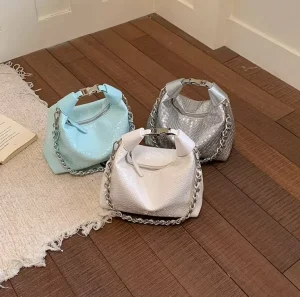 New Fashion Women’s Satchel Bags Pastel Colors Ladies Woven PU Leather Shoulder Handbags Girls Stylish Chain Handbags