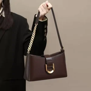 New Fashion Women’s Shoulder Bag Retro PU Leather Underarm Bag Lightweight Stylish Small Handbag for Ladies