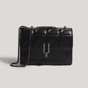New Fashion Women’s Single Strap Crossbody Shoulder Bag Diamond Plaid Buckle Chains PU Leather Magnetic Clasp Autumn Street