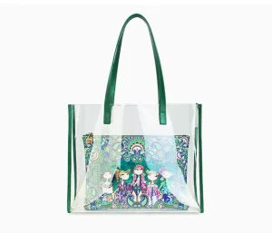 New Fashion Women’s Summer Beach Tote Bag Transparent Waterproof Portable PVC Handle Bag for Travel
