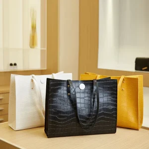 New Fashion Women’s Tote Bag Pu Leather Shoulder Handbag Purse Crocodile Pattern Pu Leather Ladies Bags for Women