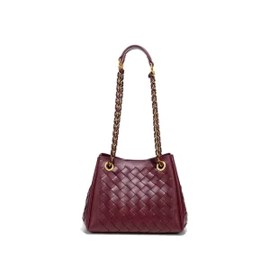 New Fashion Woven Crossbody Bag for Women Single Shoulder Underarm Bucket Bag with Chain Portable Ladies Clutch Bag