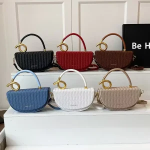 New Fashionable Ladies Bag Woven Texture Saddle Bag Single Shoulder Crossbody Bag Handbag for Daily Commuting Use