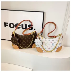 New Fashionable Luxury PU Leather Crossbody Bag High Quality Chain Printed Dumpling Bag for Women Daily Versatile Vintage