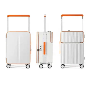 New Front Opening Trolley Case Boarding Universal Wheel Suitcase Aluminum Frame Luggage Front Open