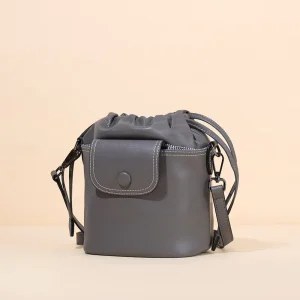New Genuine Leather Hobo Bag Drawstring Style Bucket Purse Women Versatile Crossbody Shoulder Bag for Daily Use