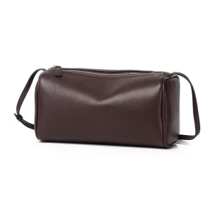 New Genuine Leather Women Simple Cylinder Bag with Niche Design Fashion Shoulder Handbag Purse Tote