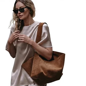 New HK Casual Solid Faux Suede Fur Shoulder Bags Ladies Large Capacity Simple Bucket Bags for Women Brief Concise Classic