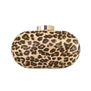 New Handmade Classic Leopard Print Evening Bag for Women PU Banquet Dress Bag Polyester Fashionable Egg-Shaped