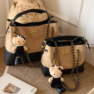 New High Capacity Women’s Fashion Retro Suede Quilted Chain Crossbody Single Shoulder Bucket Bag