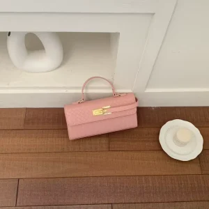 New High End Woven Texture Square Bag Korean Style Ladies Lock Buckle Handbag Shoulder Crossbody Purse