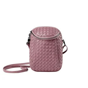 New Korean Fashion PU Single Shoulder Crossbody Bags Mini Woven Mobile Phone Cases and Coin Purses for Women