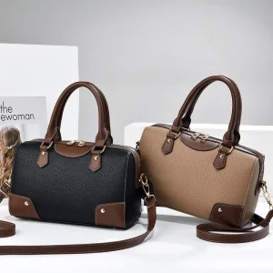 New Light Luxury Color Block Boston Bag Large Capacity Handbag & Crossbody Bag for Women
