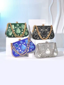 New Luxury Evening Clutch Bag Rhinestone Encrusted Evening Bag Chain Banquet Bag Fashionable Chain Crossbody Women’s Bag