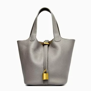 New Minimalist PU Soft Handbag Leather Lining Buckle Closure Crossbody Shoulder All Seasons Daily Fashion Women Bucket Bag
