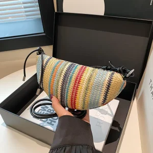 New Niche Popular Casual Trendy Simple Fashion Straw Underarm Dumpling Bag Single Shoulder Crossbody Polyester